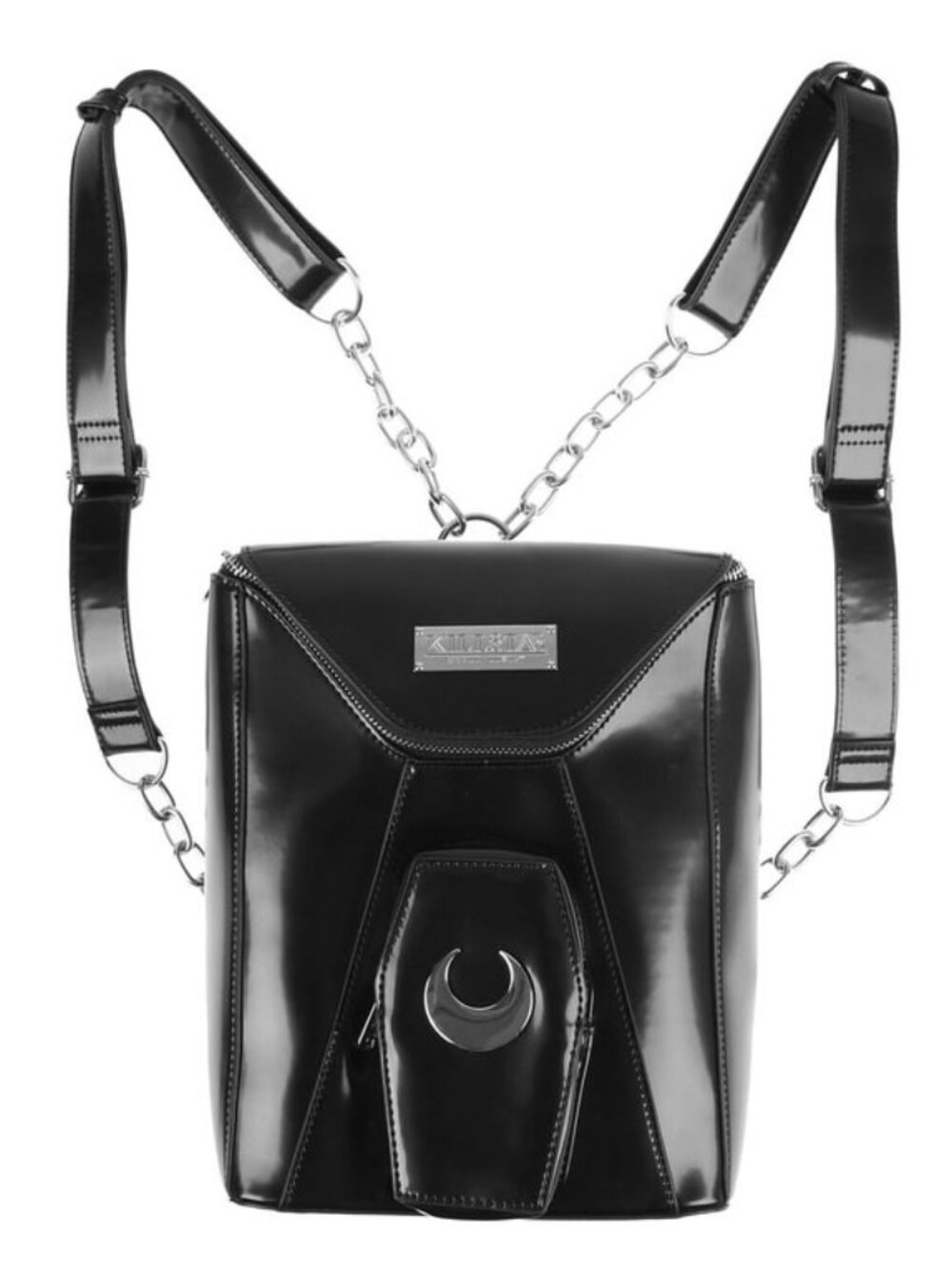 KILLSTAR Bloodshed unisex glossy patent leather backpack w/chain straps